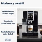 De'Longhi Dinamica Plus ECAM382.70.B Cafetera Automática Grano con Molinillo Integrado LatteCrema Hot 18 Recetas - Imagen 2