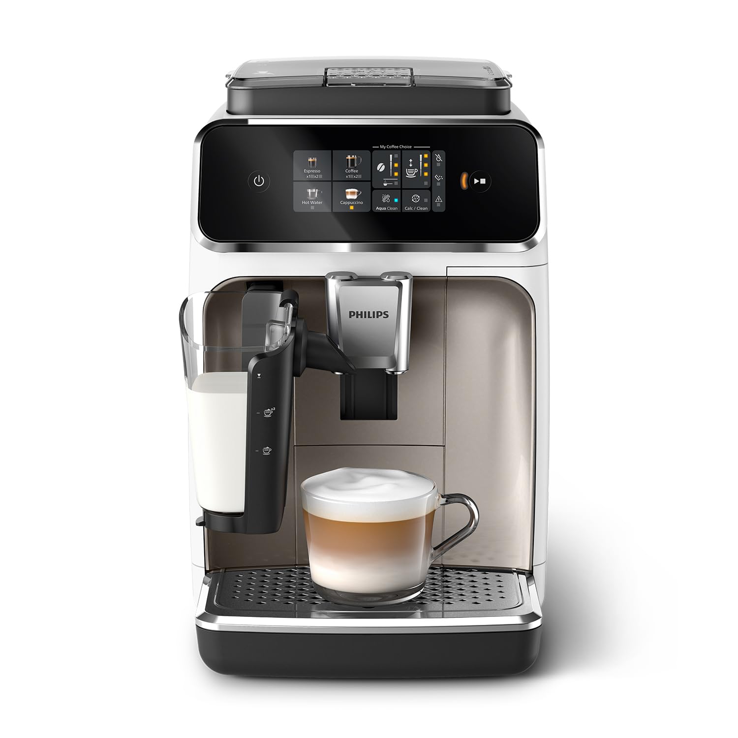 61tlhZ0W_UL PHILIPS 2300 Cafetera Superautomática LatteGo EP2333/40 Cromo Blanco, Molinillo Cerámico, AquaClean - Imagen 1