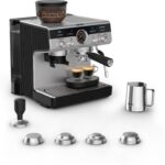 KRUPS Precision - Cafetera Espresso con Molinillo Integrado, 30 Niveles de Molienda, Inox/Negro